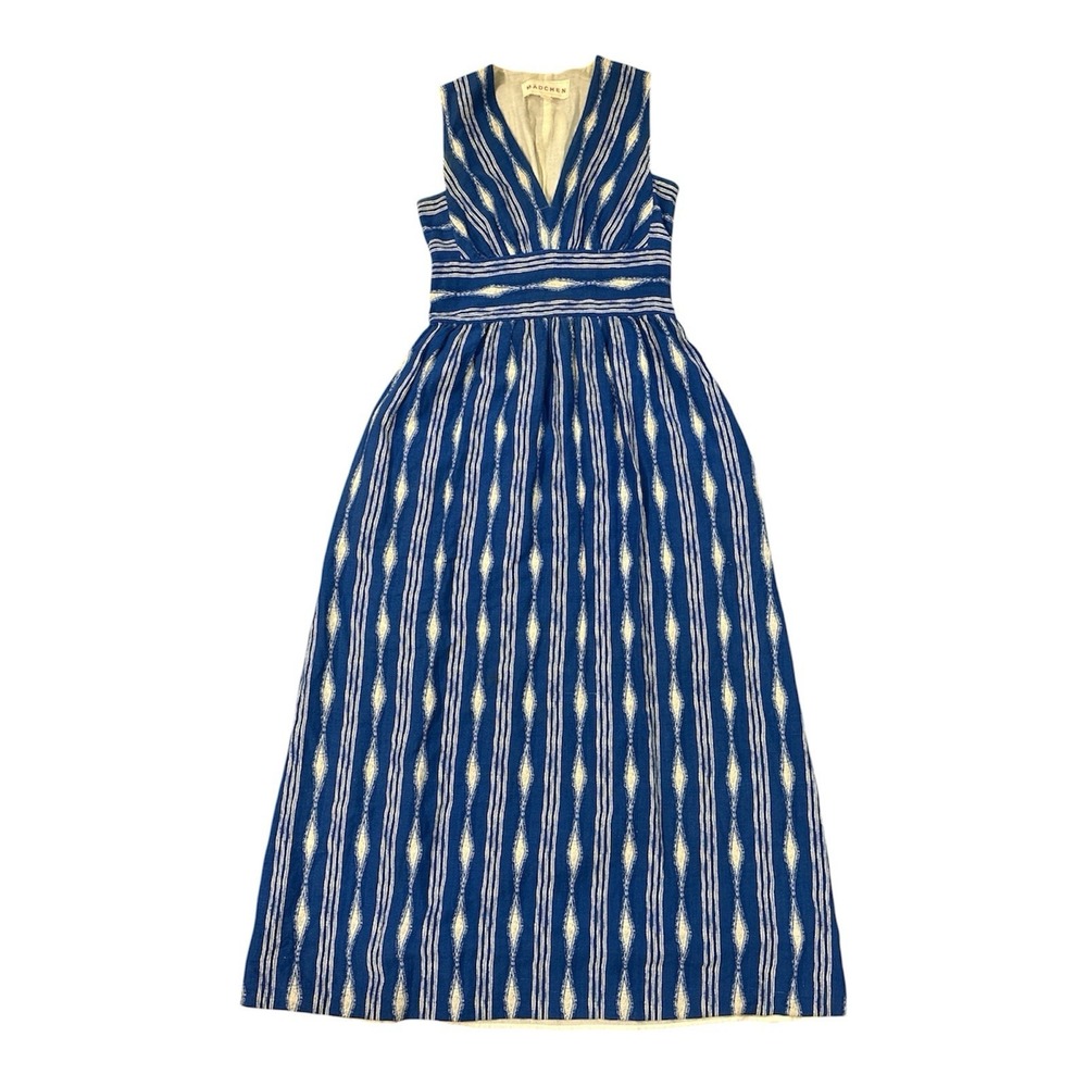 Anthropologie Madchen Skywriter Blue Maxi Dress Ikat Sz 4 Lagenlook Boho